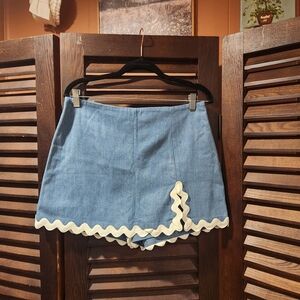 Aaron and Amber Blue Women's Skorts with Cream Detailing